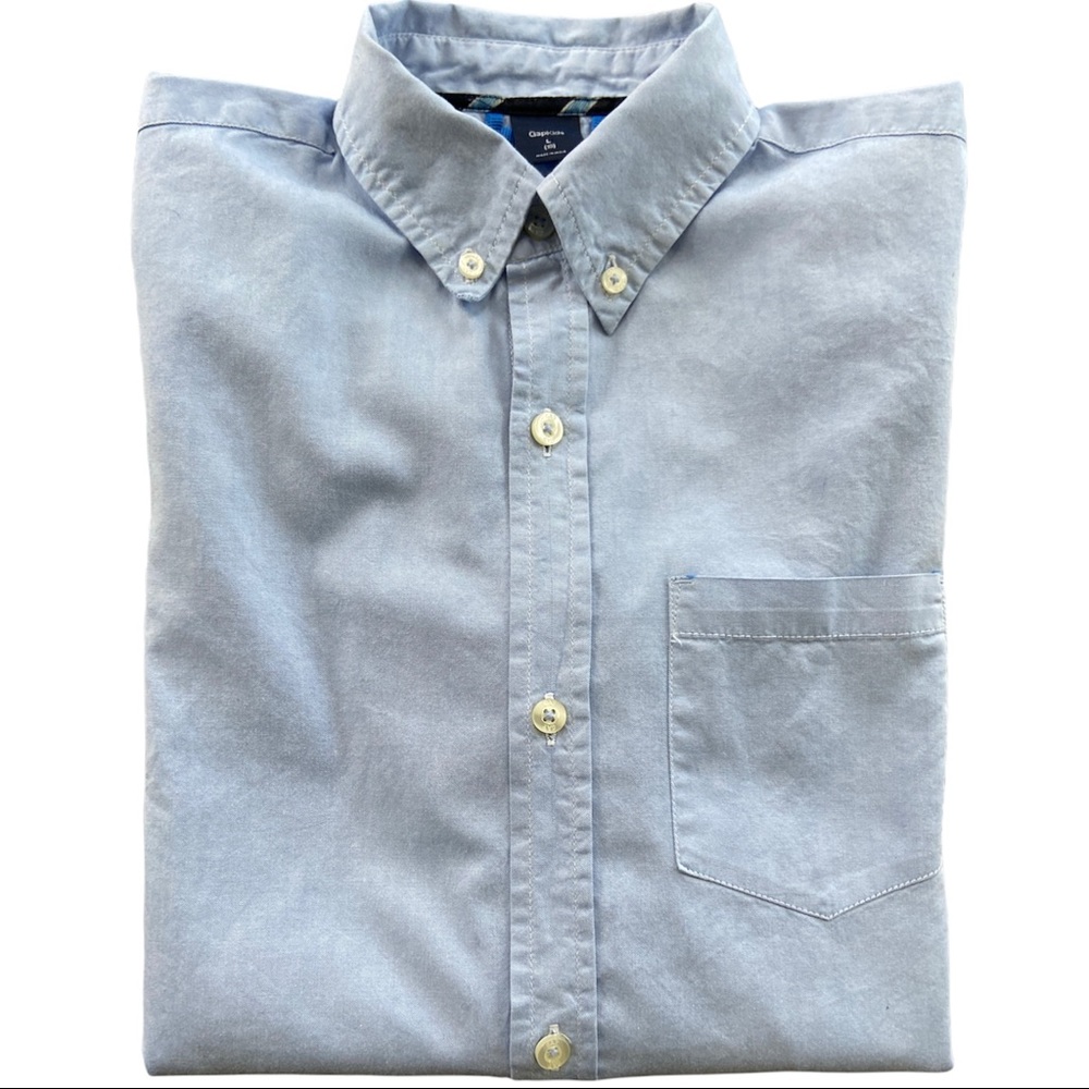 Gap Kids Classic Button Down School Uniform Blue Ozford Shirt- Boys Size Large